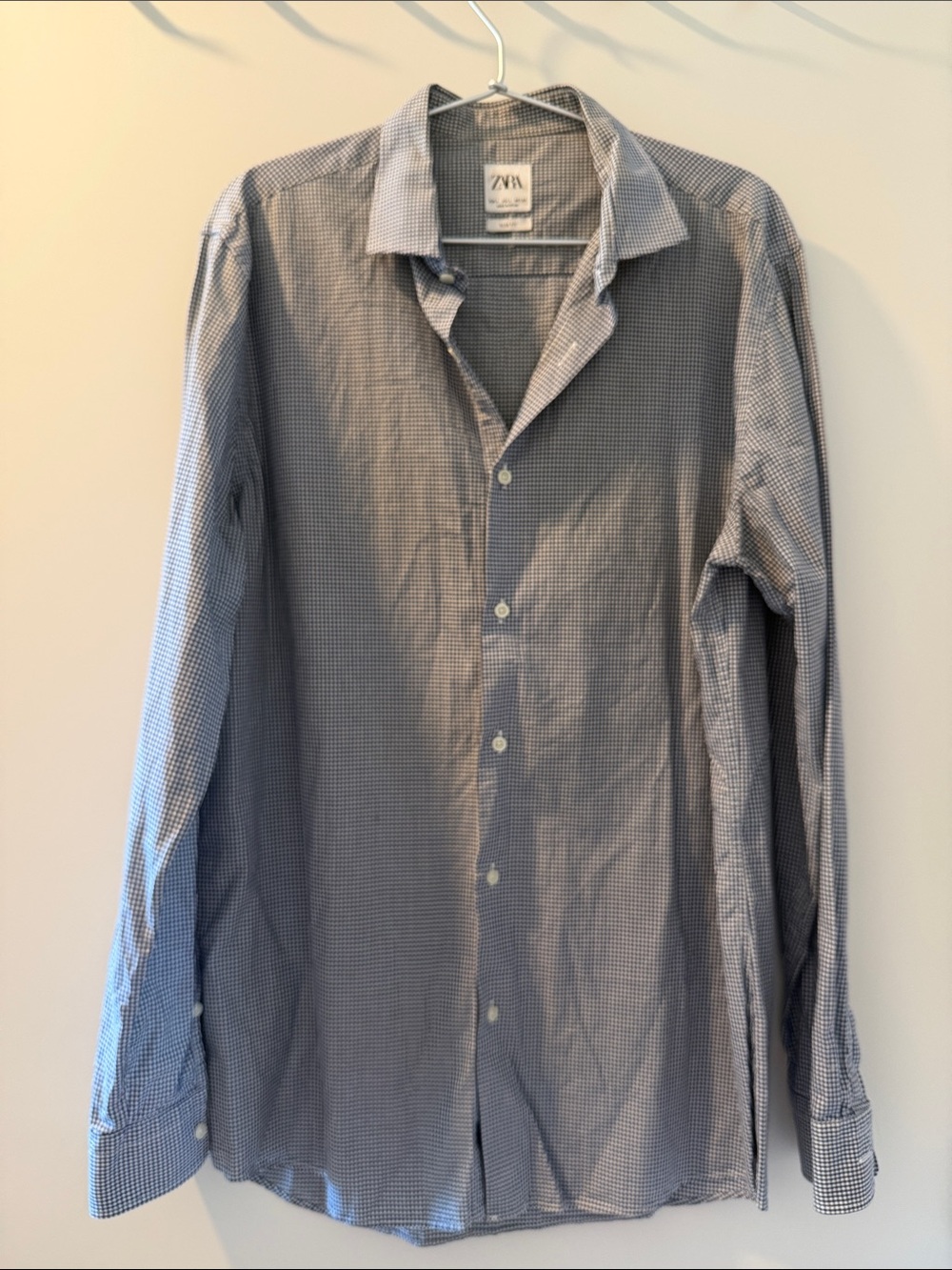 Zara Men’s Blue Micro-Check Dress Shirt
